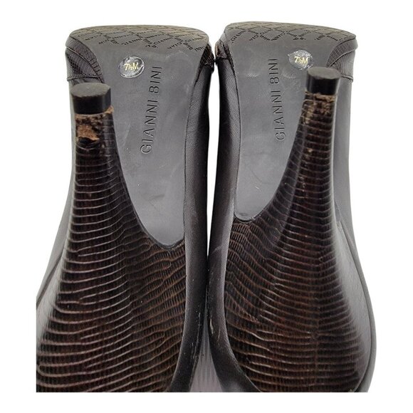 Gianni Bini Women's Size 7.5M Brown Leather Peep Toe Pump Stiletto Heels Shoes - Picture 10 of 11